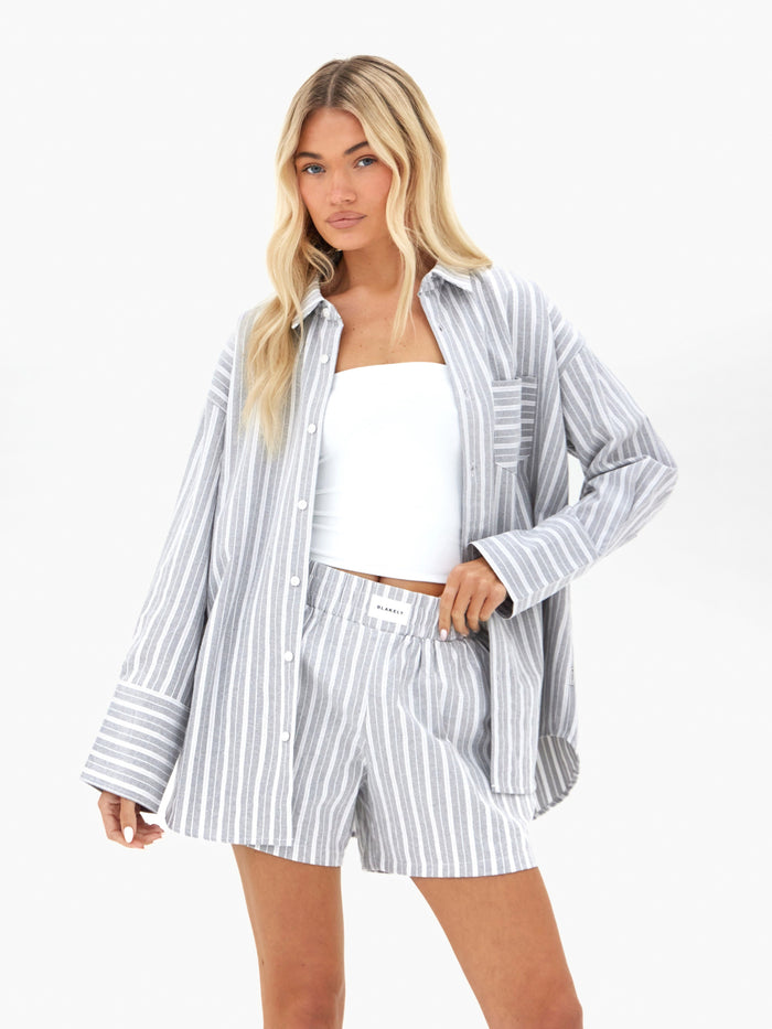 Elena Stripe Shirt - Grau