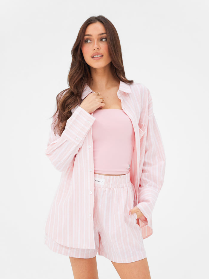 Elena Stripe Shirt - Hellrosa