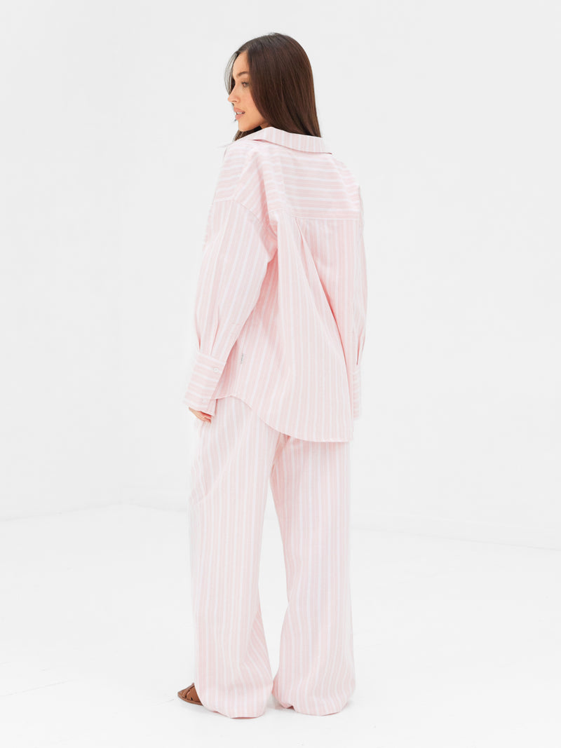 Elena Stripe Shirt - Lichtroze
