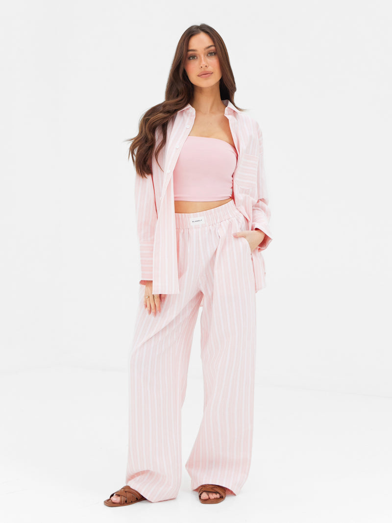 Elena Stripe Shirt - Lichtroze