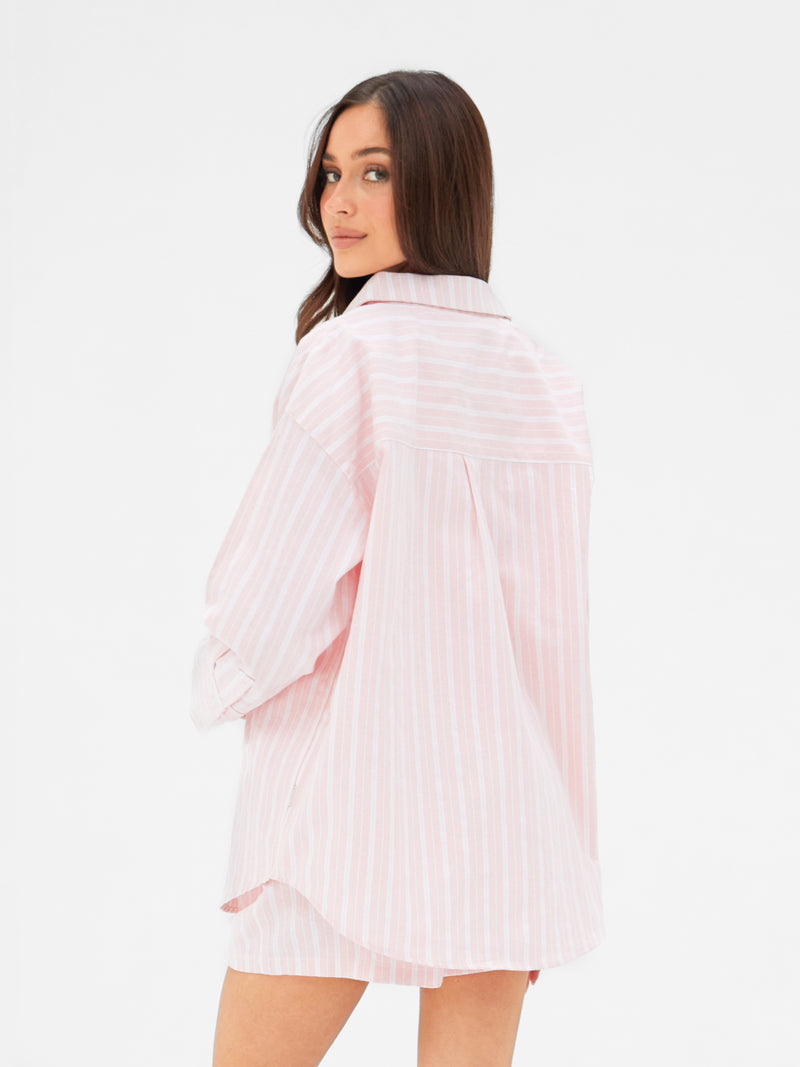 Elena Stripe Shirt - Lichtroze