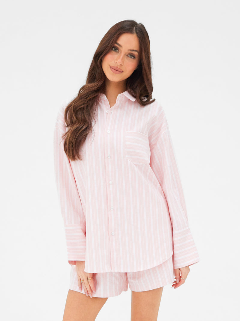 Elena Stripe Shirt - Lichtroze
