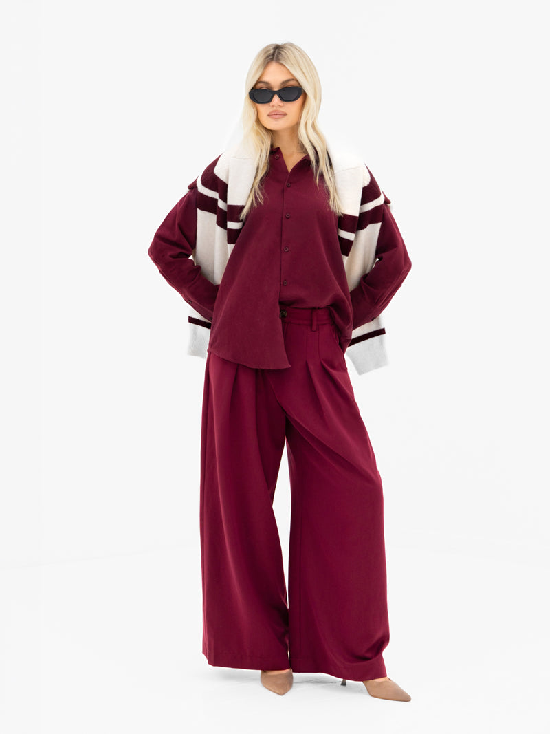 Sabrina Oversized Shirt - Burgund