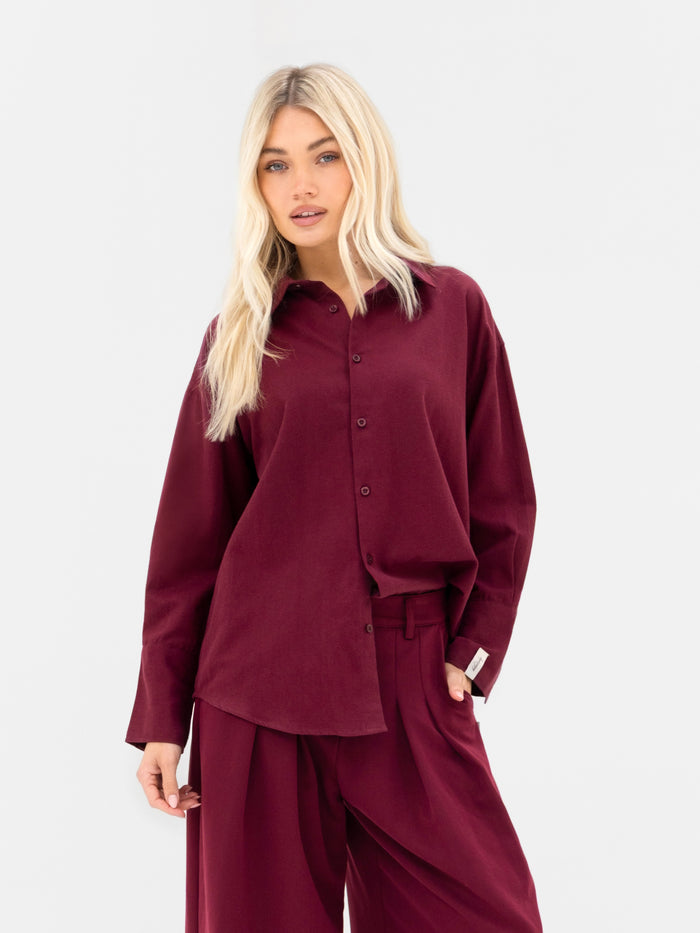 Sabrina Oversized Shirt - Light Burgundy