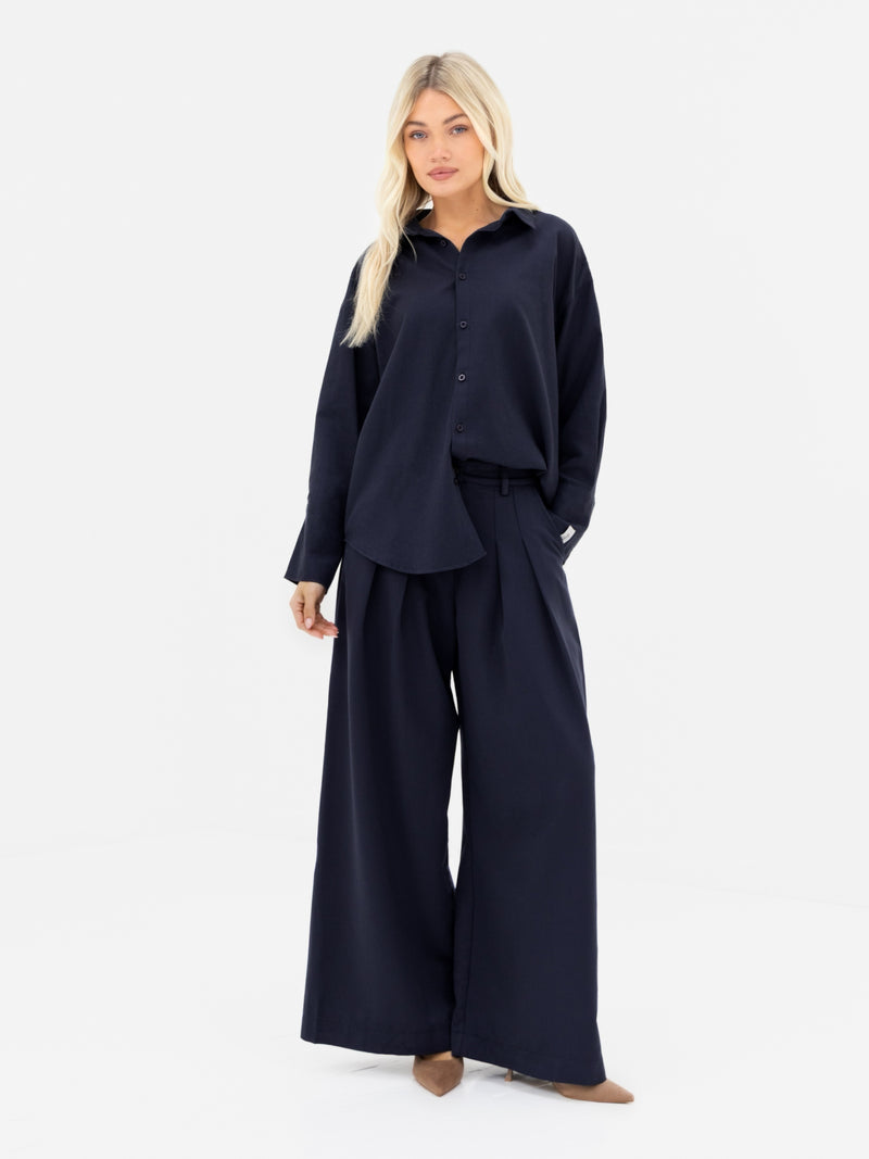 Sabrina Oversized Shirt - Zartes Marineblau