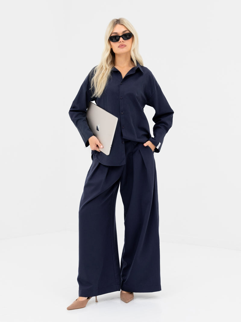 Sabrina Oversized Shirt - Zartes Marineblau