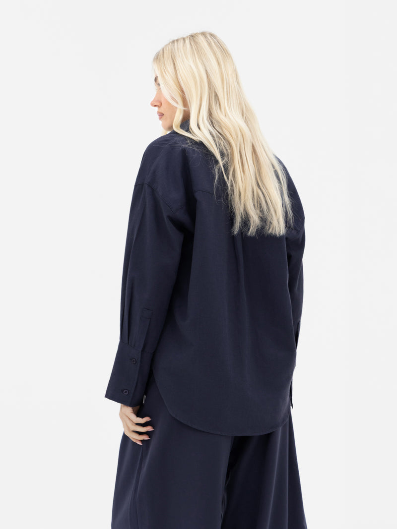 Sabrina Oversized Shirt - Zartes Marineblau