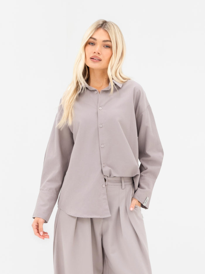 Sabrina Oversized Shirt - Pebble