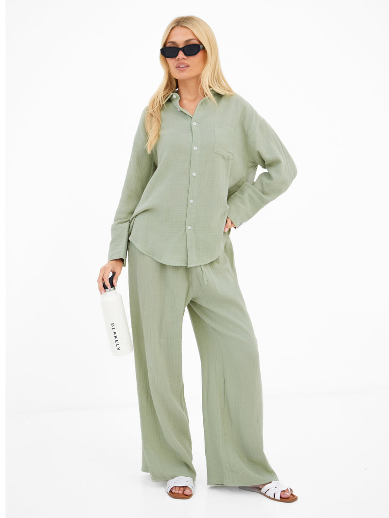 Mila Oversized Shirt - Soft Sage