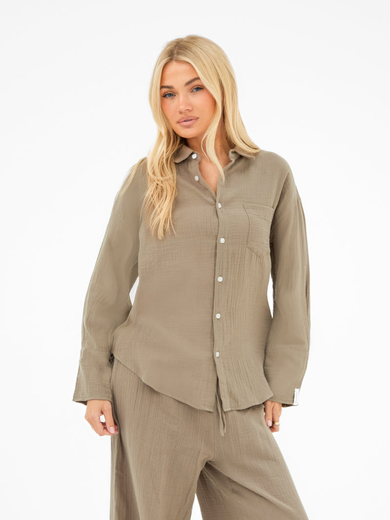 Mila Oversized Shirt -Taupe