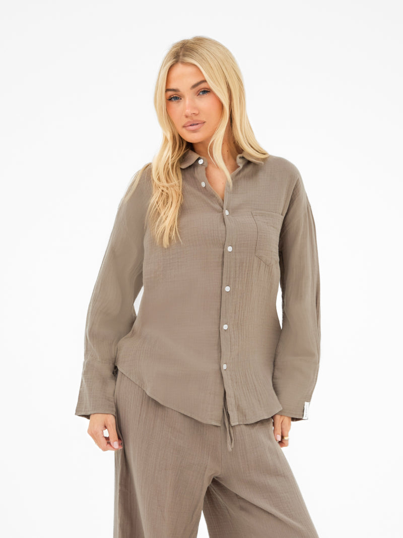 Mila Oversized Shirt - Tan