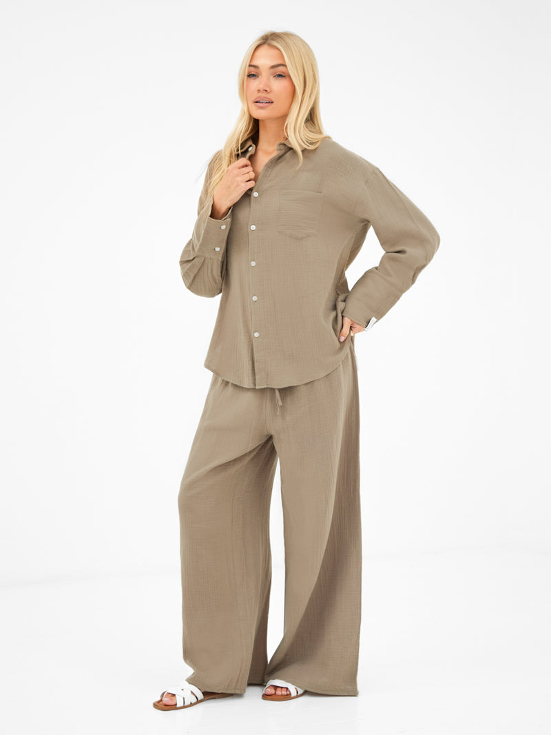 Mila Oversized Shirt -Taupe