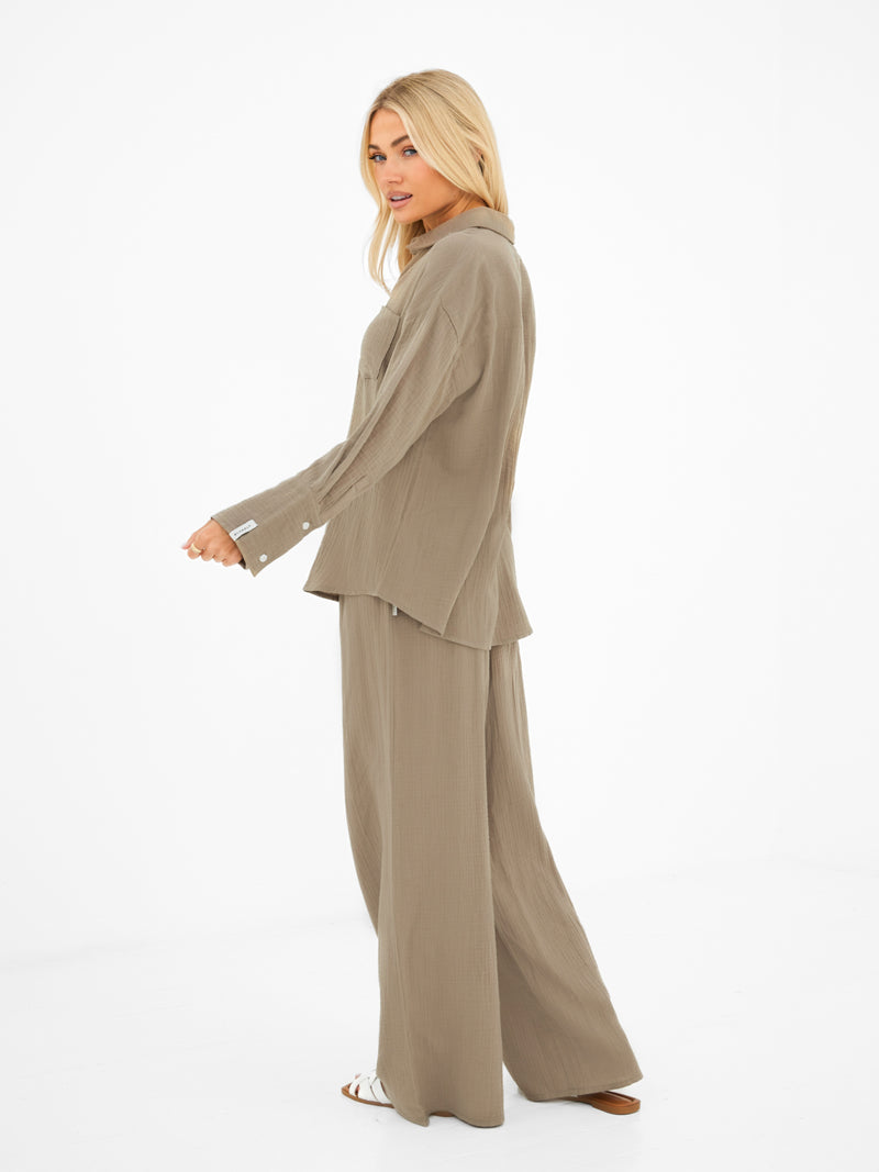 Mila Oversized Shirt -Taupe