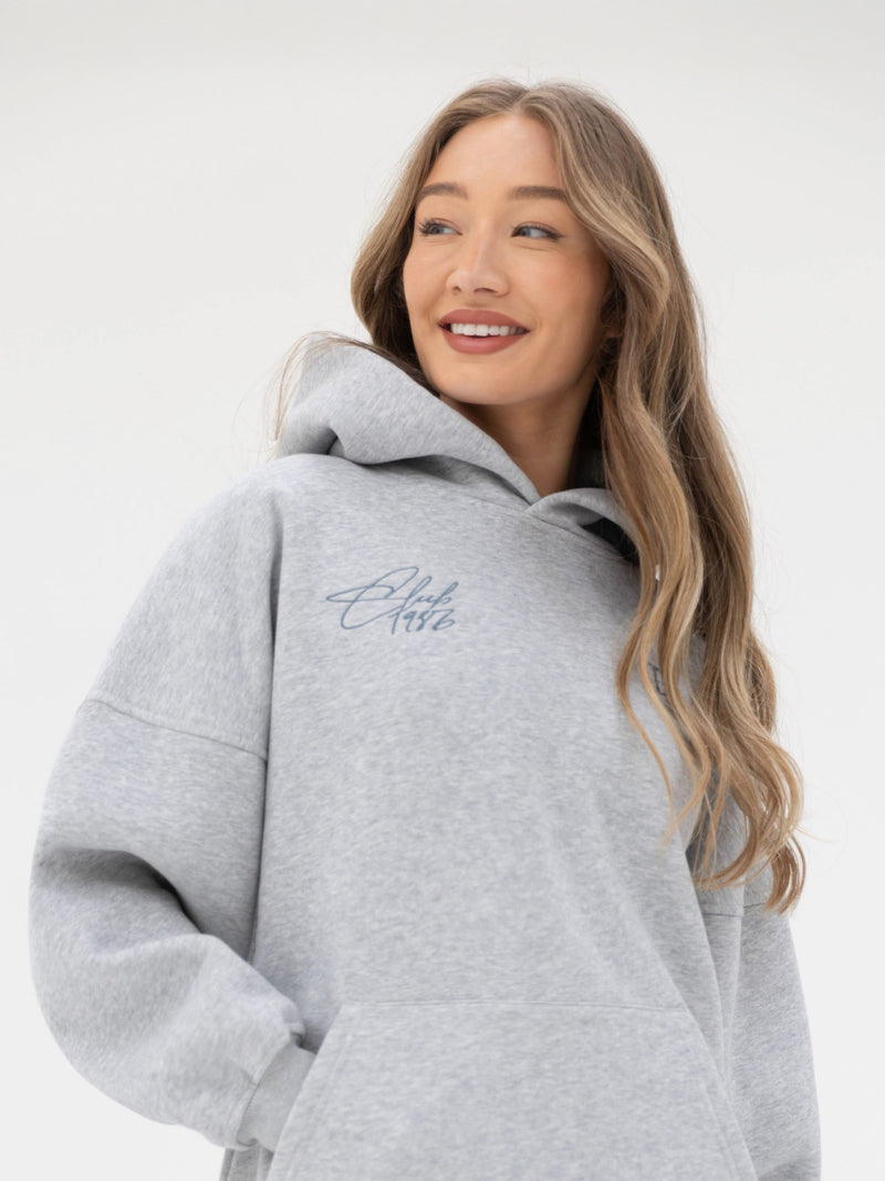 Club Oversized Hoodie - Marl Grey & Teal