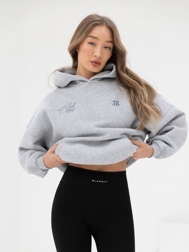 Club Oversized Hoodie - Marl Grey & Teal