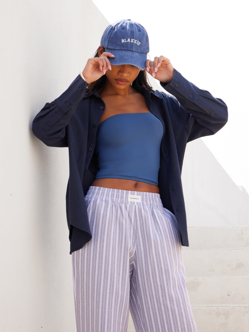 Elena Stripe Trousers - Blue