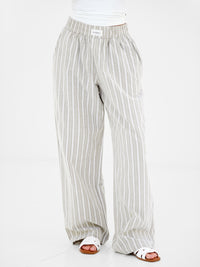 Elena Stripe Trousers - Light Brown