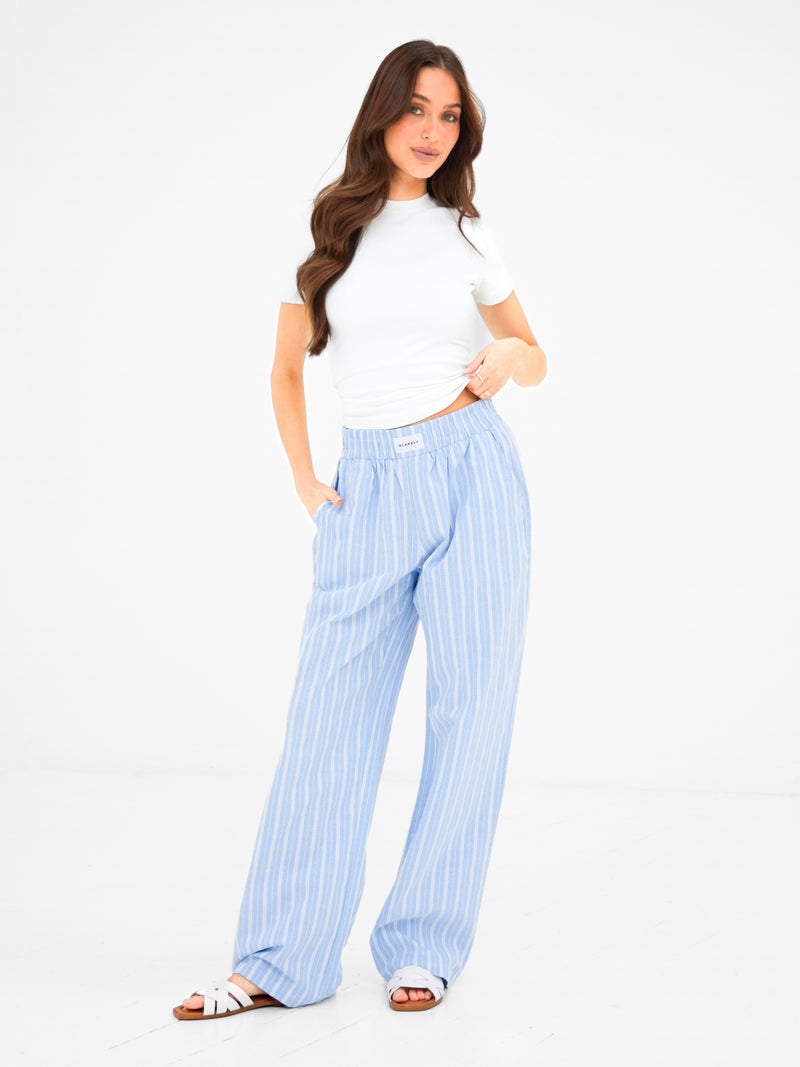 Elena Stripe Trousers - Light Blue
