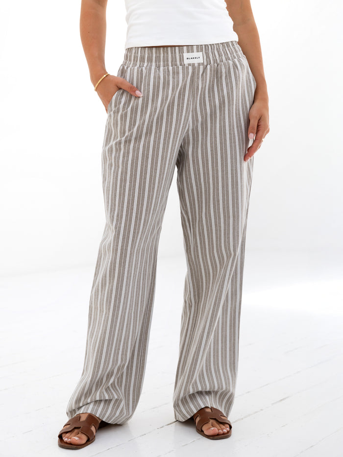 Elena Stripe Trousers - Light Brown