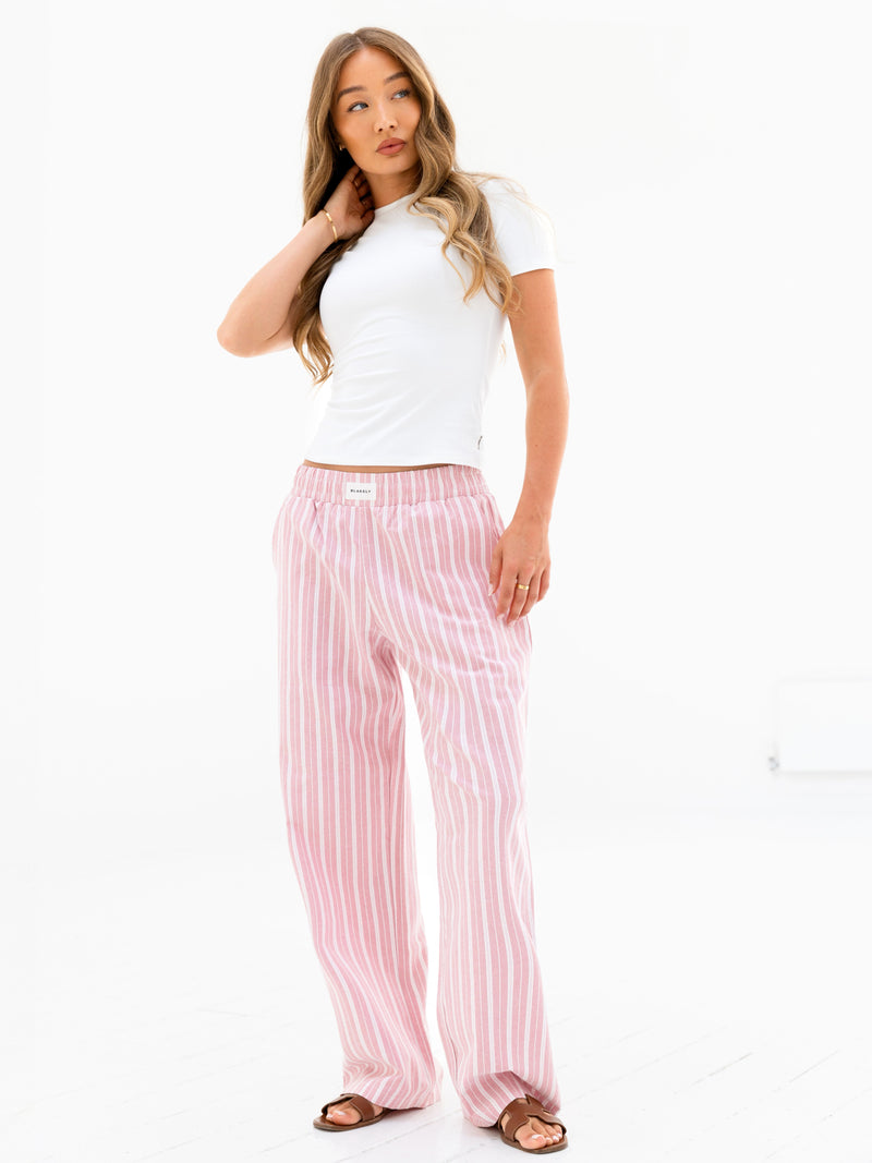 Elena Stripe Trousers - Pink