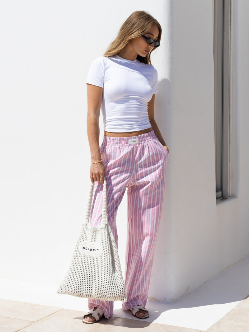 Elena Stripe Trousers - Pink