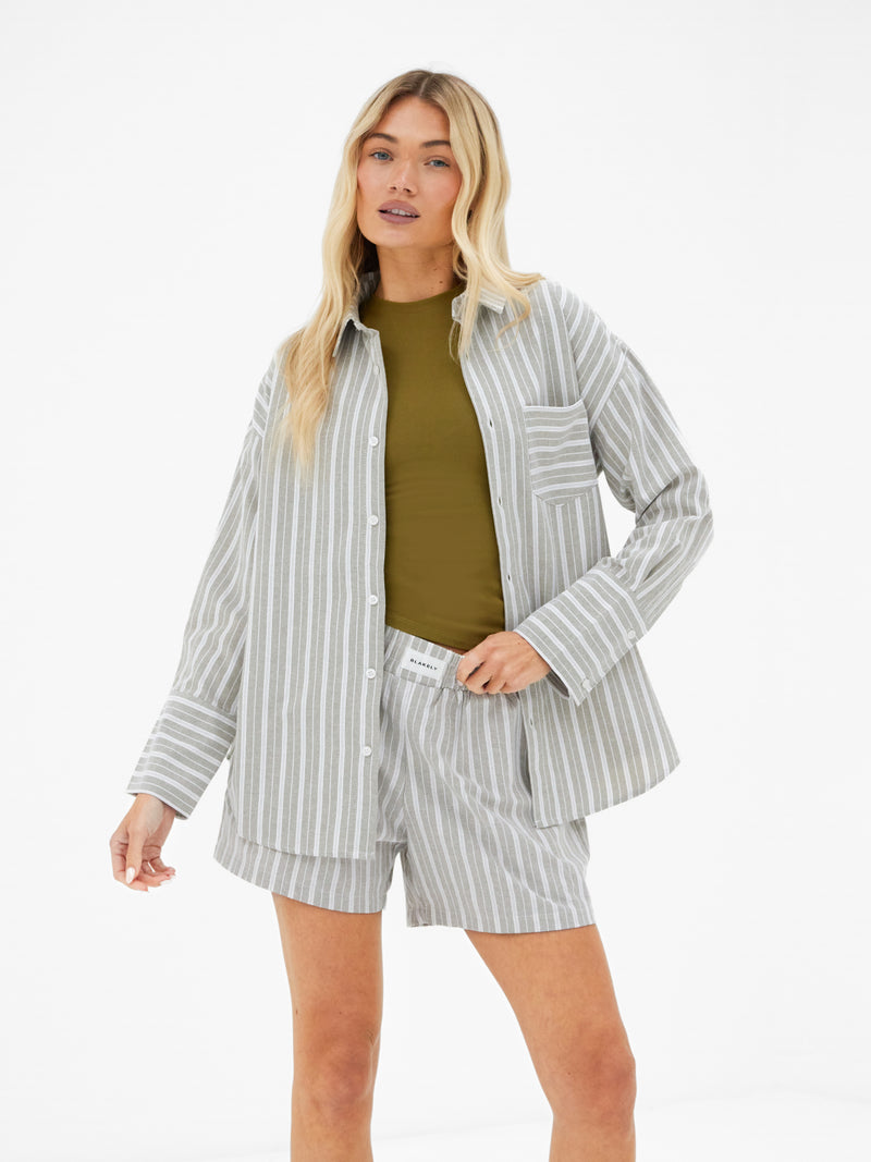 Elena Stripe Shorts - Hellbraun