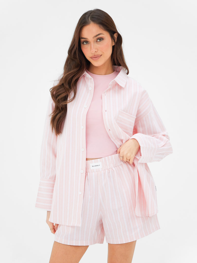 Elena Stripe Shorts - Light Pink