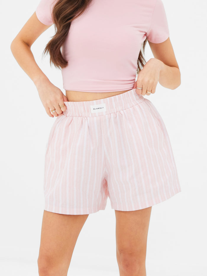 Elena Stripe Shorts - Lichtroze