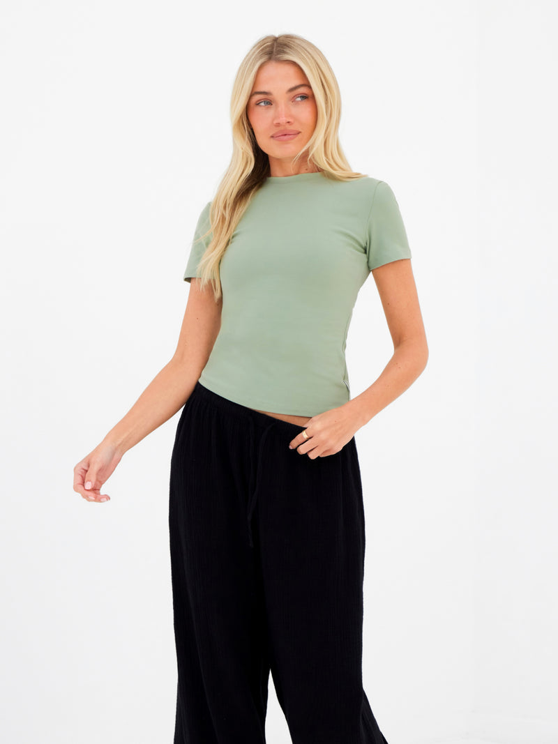 Lucia Baby Tee - Saliegroen