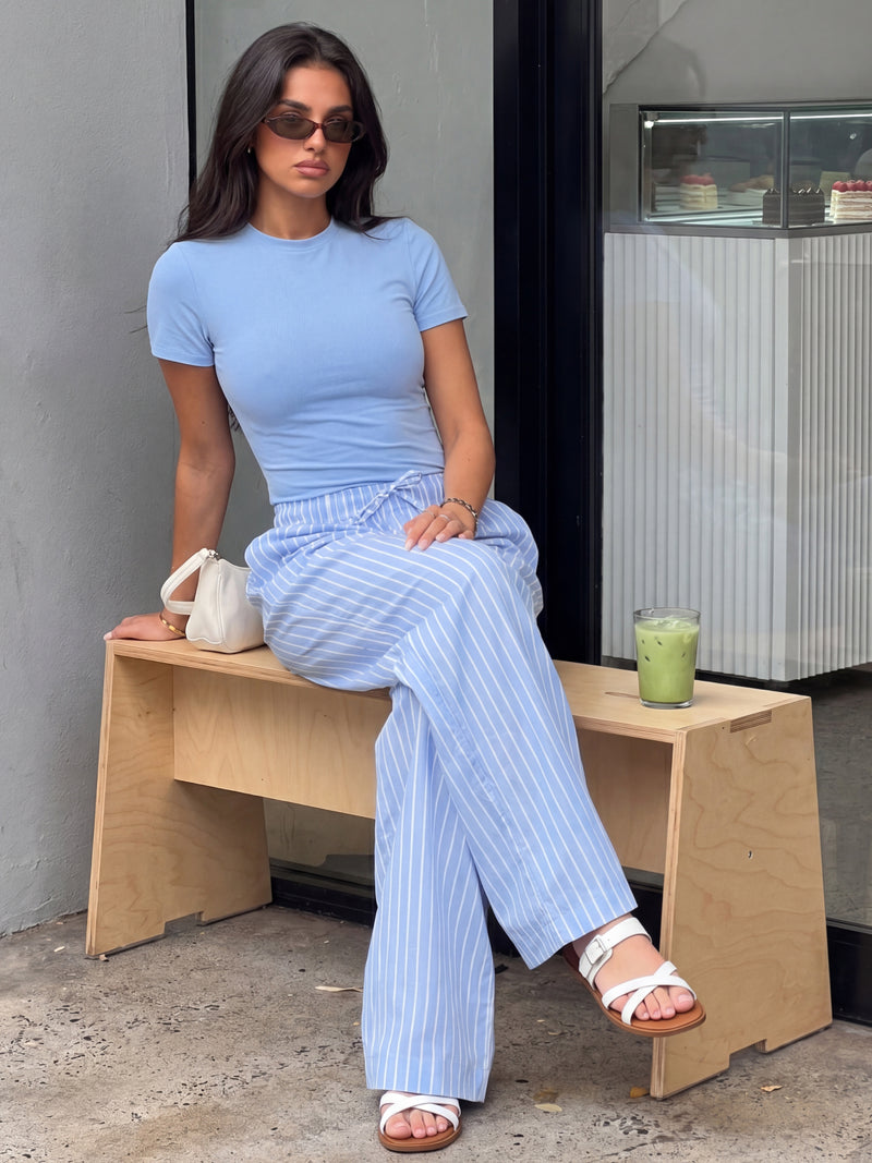 Lucia Baby Tee & Elodie Stripe Trousers Set - Blue