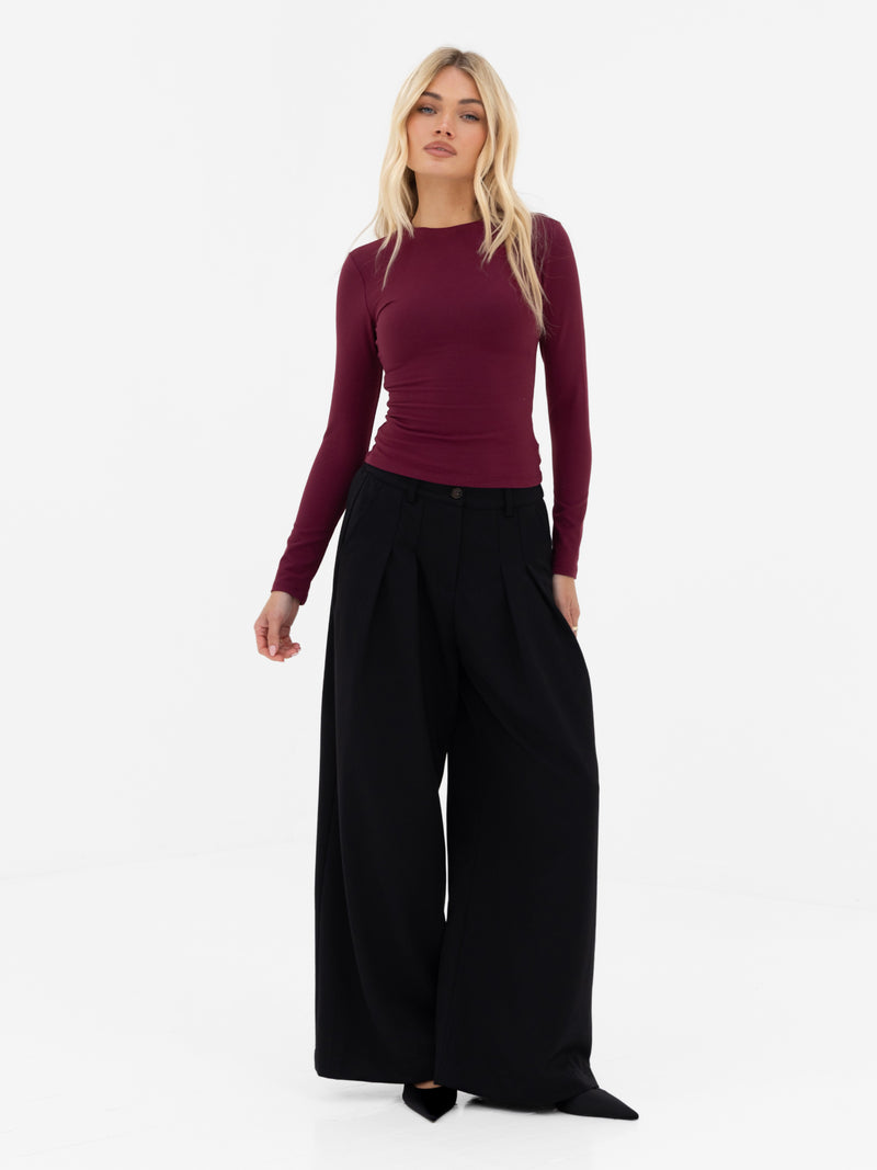 Lucia Long Sleeve Top - Burgund