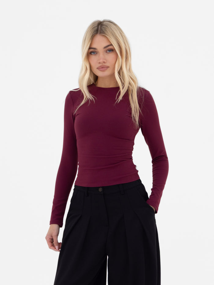 Lucia Long Sleeve Top - Burgund