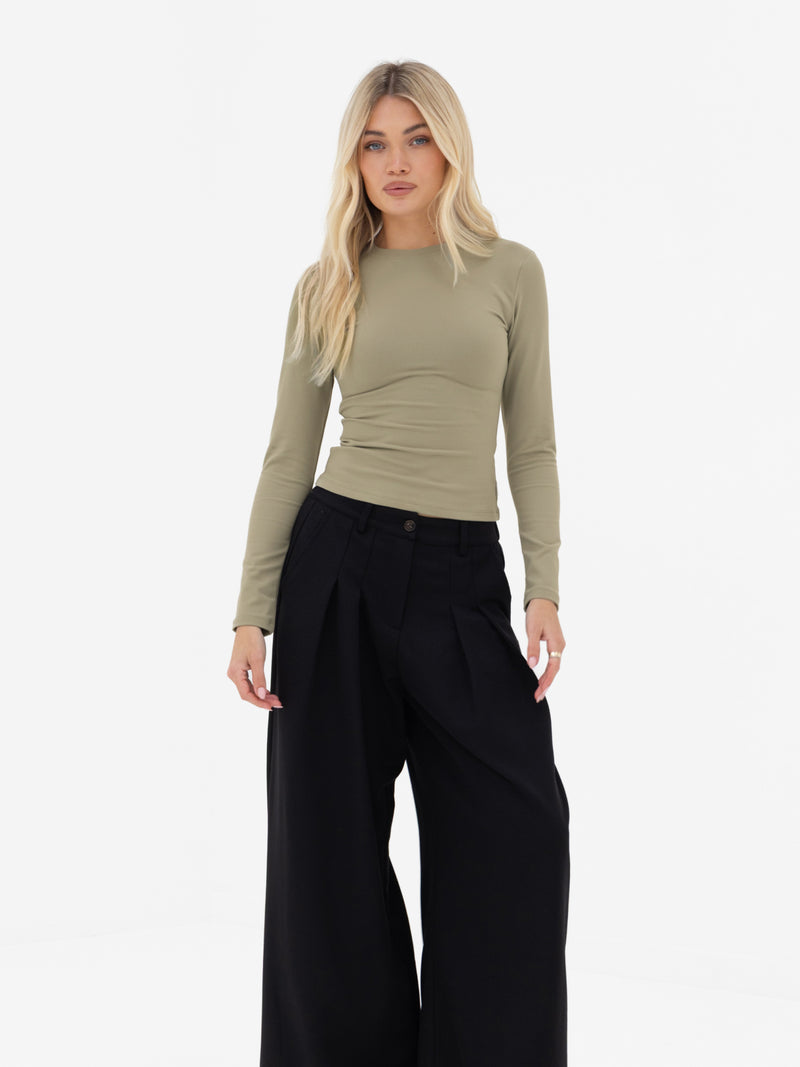 Lucia Long Sleeve Top - Warm Olive