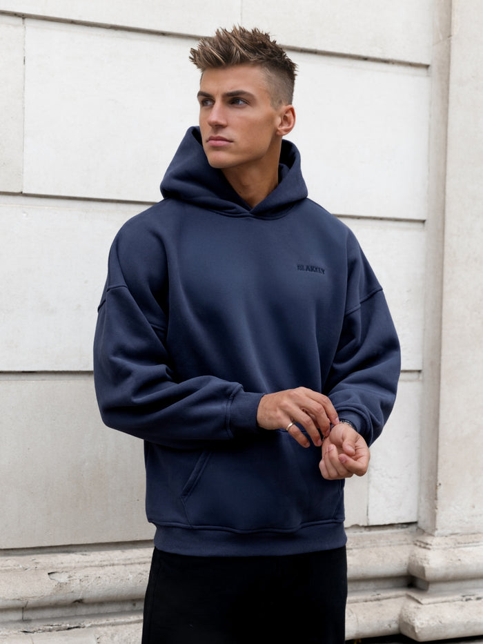 Rhys Relaxed Hoodie - Echtes Marineblau