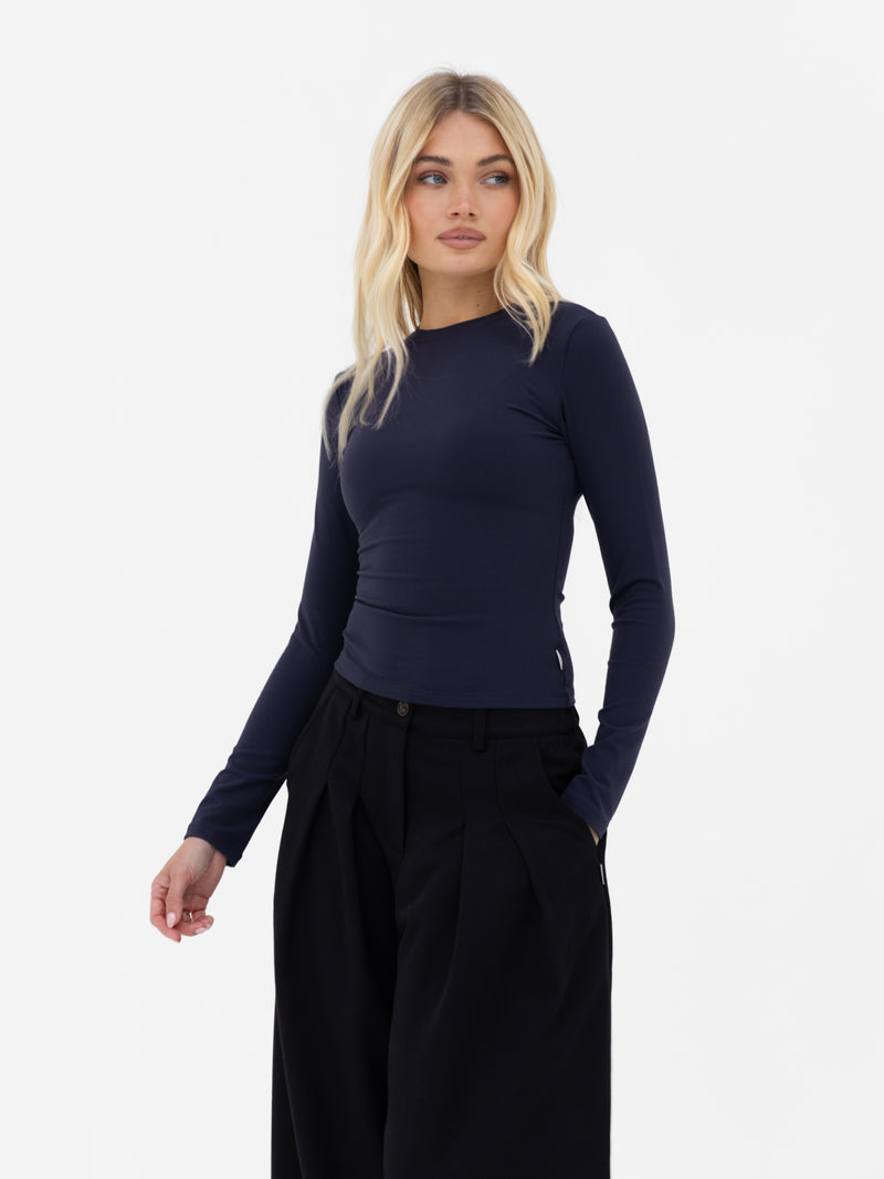 Lucia Long Sleeve Top - Soft Navy