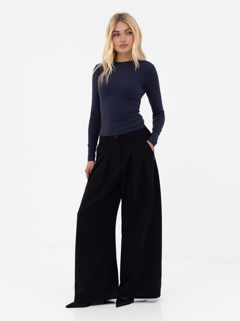 Lucia Long Sleeve Top - Soft Navy