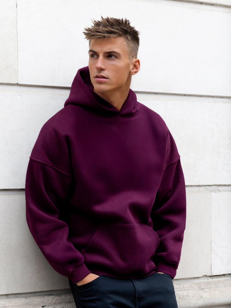 Declan Relaxed Hoodie - Burgund
