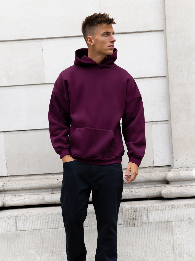 Declan Relaxed Hoodie - Burgund