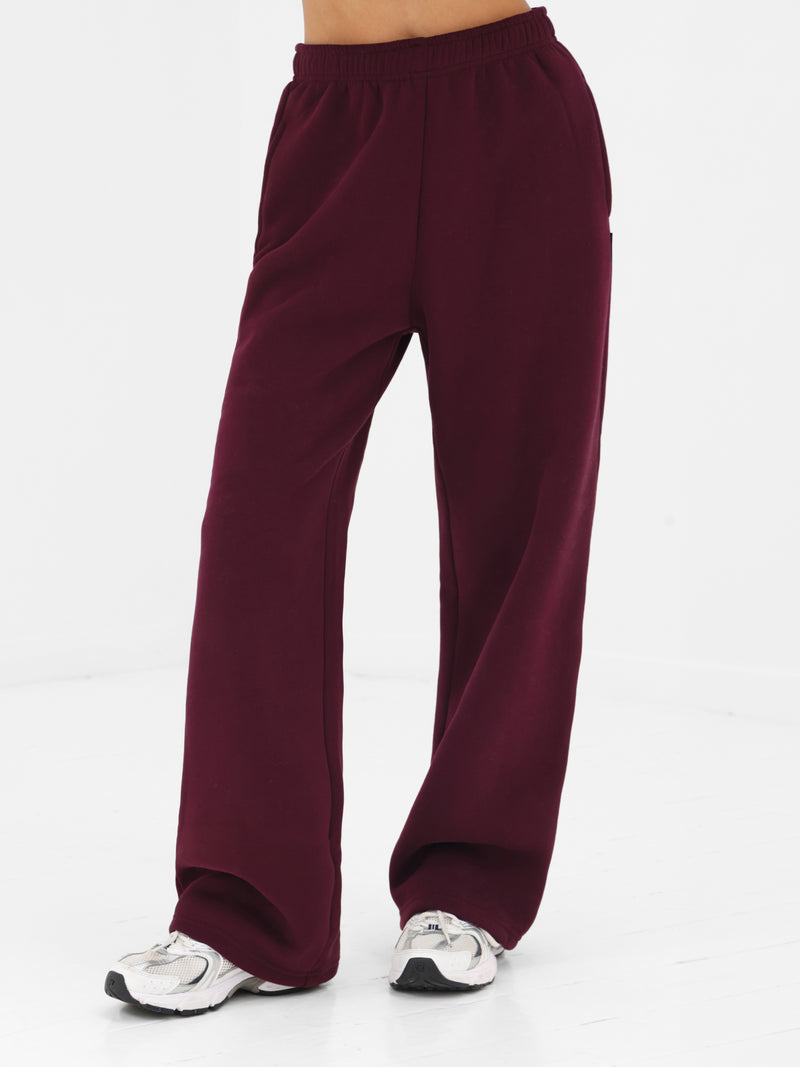 Isabel Wide Leg Sweatpants - Deep Burgundy