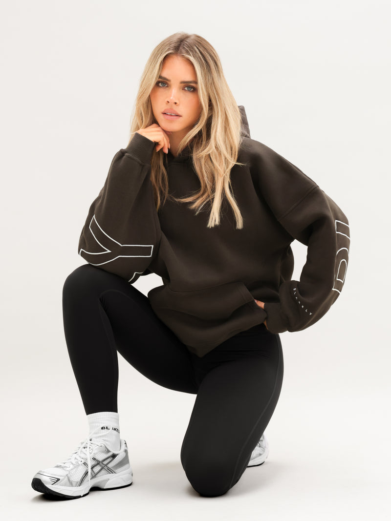 Embroidered Isabel Oversized Hoodie - Diepbruin