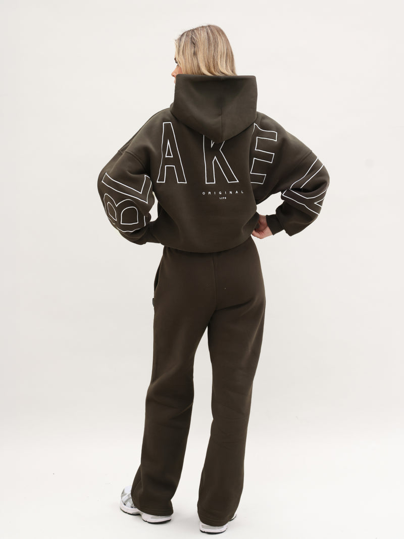 Embroidered Isabel Oversized Hoodie - Diepbruin