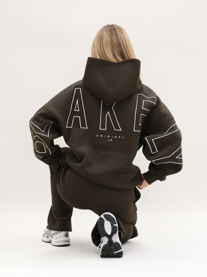 Embroidered Isabel Oversized Hoodie - Diepbruin