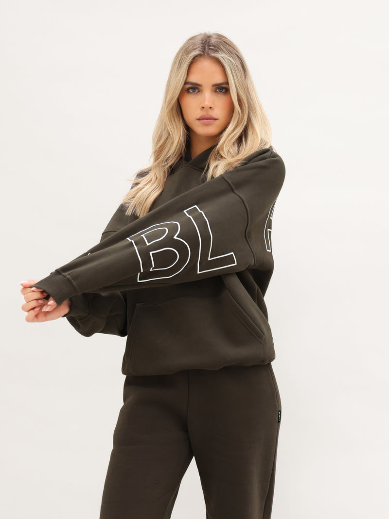 Embroidered Isabel Oversized Hoodie - Diepbruin
