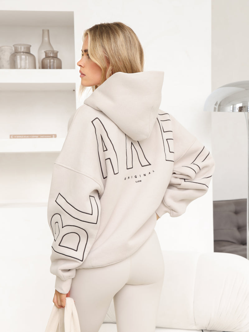 Embroidered Isabel Oversized Hoodie - Zacht taupe