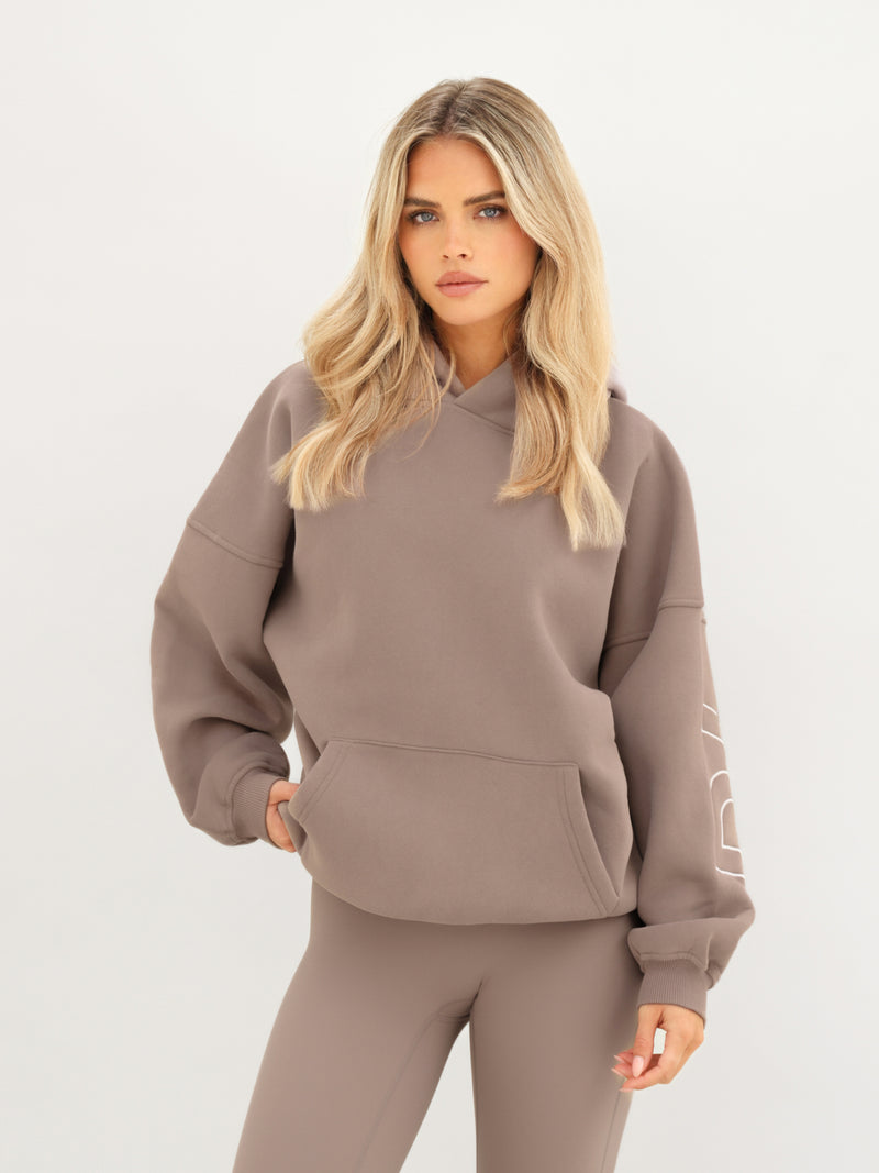 Embroidered Isabel Oversized Hoodie - Brun Doux