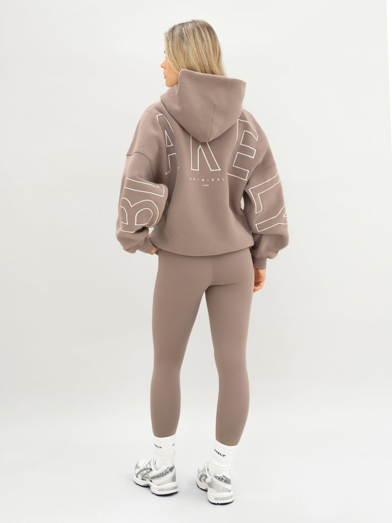 Embroidered Isabel Oversized Hoodie - Brun Doux