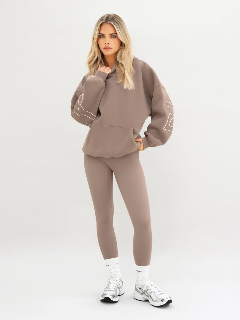Embroidered Isabel Oversized Hoodie - Brun Doux