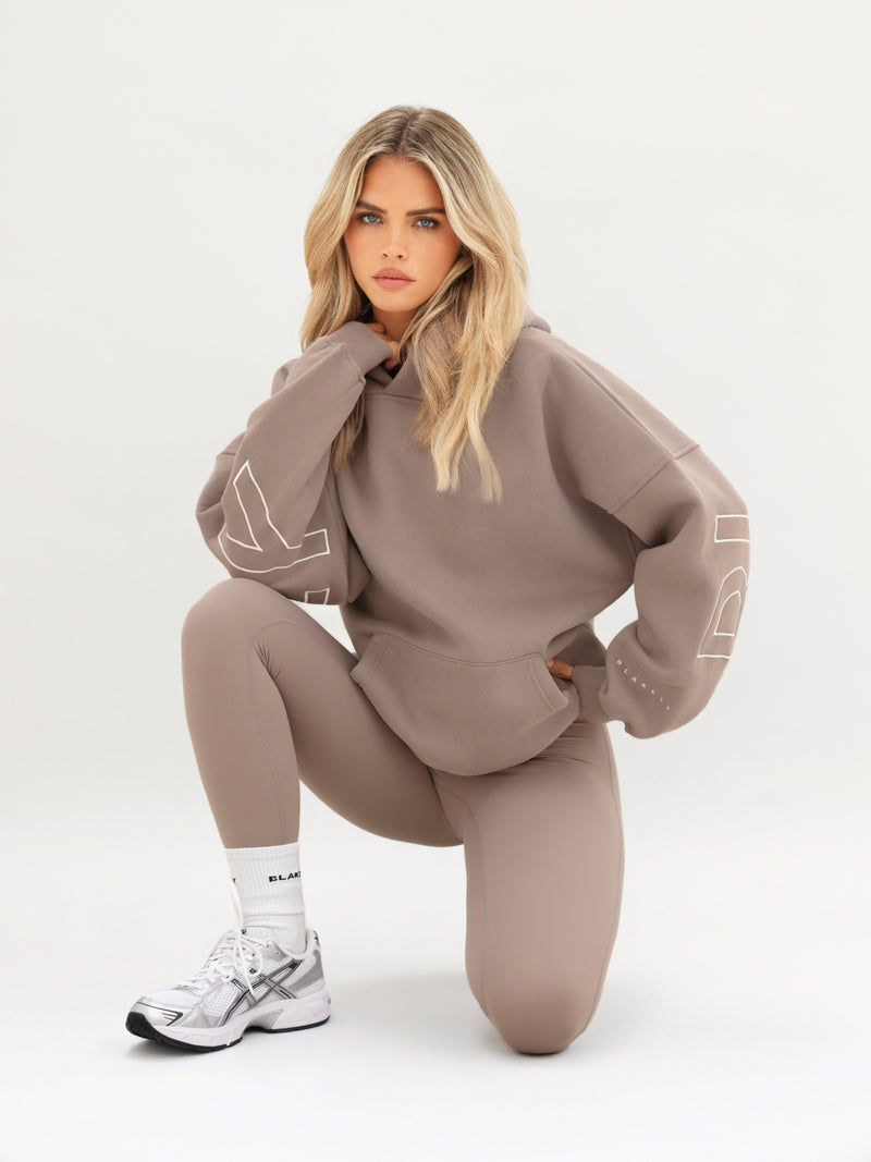 Embroidered Isabel Oversized Hoodie - Brun Doux