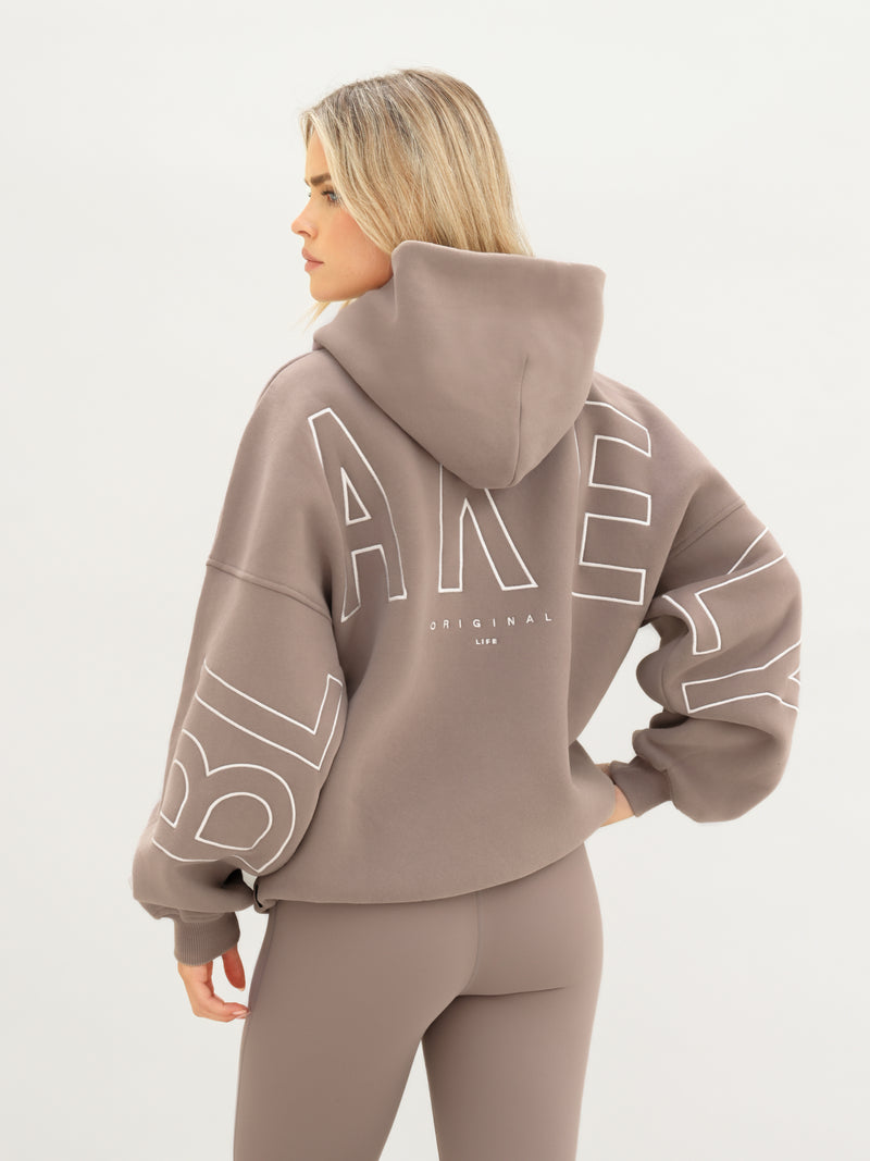 Embroidered Isabel Oversized Hoodie - Brun Doux