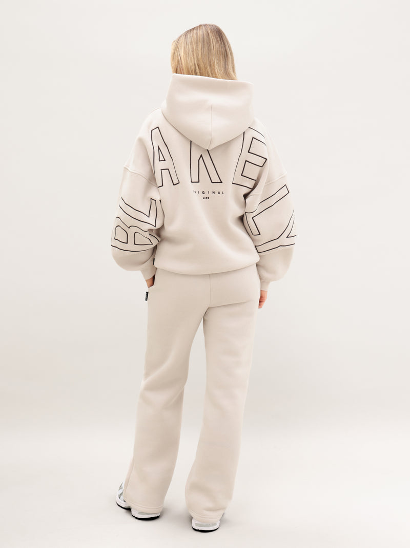 Embroidered Isabel Oversized Hoodie - Zacht taupe